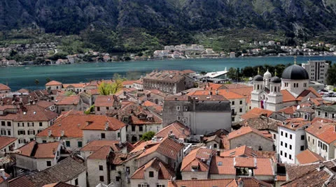 Panoramic view of Old Town of Kotor Video stock 25342479