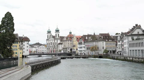 Panoramic view of old town of Lucerne, Switzerland Video stock 32327532