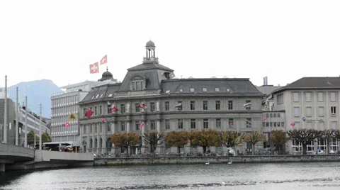 Panoramic view of old town of Lucerne, Switzerland Stock Footage 32327680