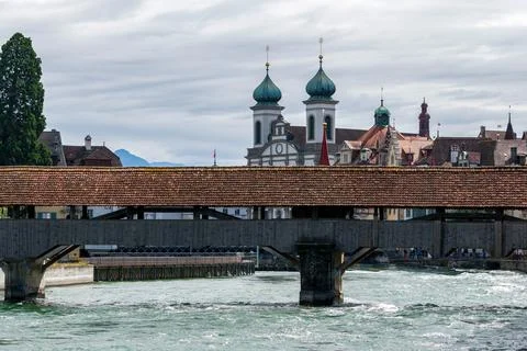 Panoramic view of the old town of Lucerne in Switzerland. Stock Photos