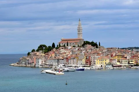 Panoramic view on old town Rovinj. Istria peninsula, Croatia Stock Photos