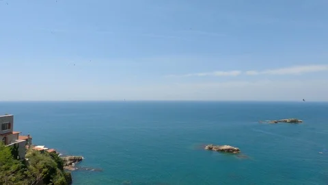 Panoramic view of the Old town of Ulcinj with the Kalaja castle, Montenegro Stock Footage 111694435