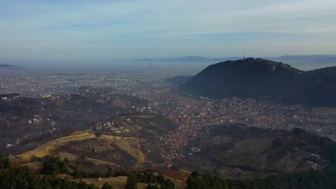 Panoramic view of the old town  in the winter time, Aerial cityscape Video stock 104831849