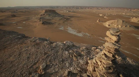 Panoramic view of the Old White Desert, Egypt Stock Footage 36142897