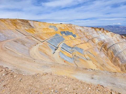 Panoramic view of an open pit mine Stock Photos