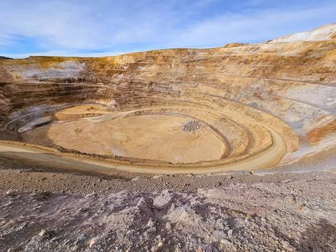 Panoramic view of an open pit mine Stock Photos
