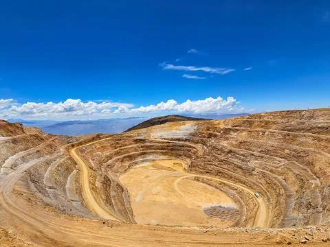 Panoramic view of open pit mine Stock Photos