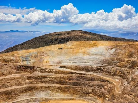Panoramic view of open pit mine Stock Photos
