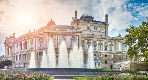 Panoramic view of Opera and Ballet Theater in Odessa Stock Photos