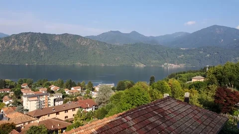 Panoramic view of the orta lake located in Piedmont Stock Footage 138799483