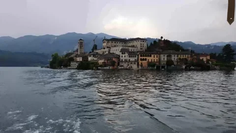 Panoramic view of the orta lake located in Piedmont Stock Footage 138799612