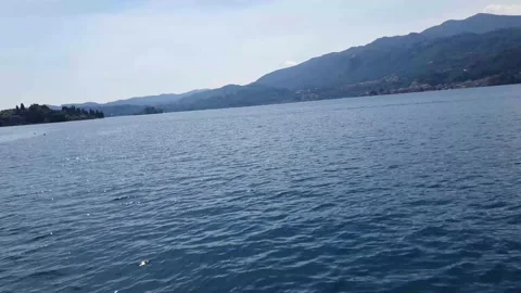 Panoramic view of the orta lake located in Piedmont Stock Footage 138799680