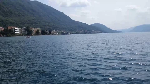 Panoramic view of the orta lake located in Piedmont Stock Footage 138799712