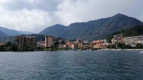 Panoramic view of the orta lake located in Piedmont Stock Footage 138799743