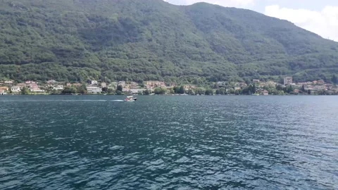 Panoramic view of the orta lake located in Piedmont Stock Footage 138799749