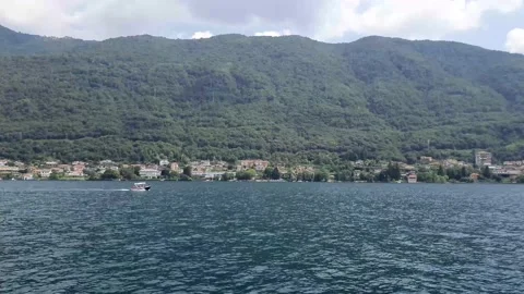 Panoramic view of the orta lake located in Piedmont Stock Footage 138799750
