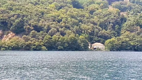 Panoramic view of the orta lake located in Piedmont Stock Footage 138799770