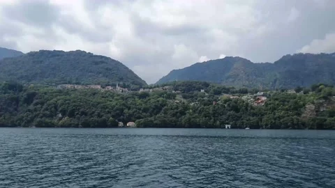 Panoramic view of the orta lake located in Piedmont Stock Footage 138799776
