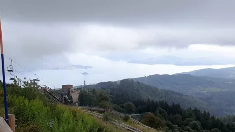 Panoramic view of the orta lake located in Piedmont Stock Footage 138799784