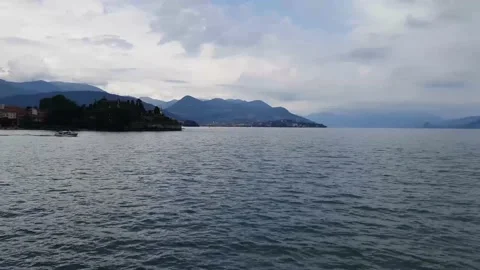 Panoramic view of the orta lake located in Piedmont Stock Footage 138799800