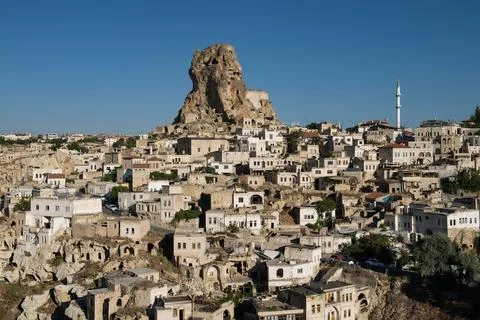 Panoramic view of Ortahisar castle Stock Photos
