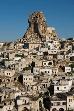 Panoramic view of Ortahisar castle Stock Photos