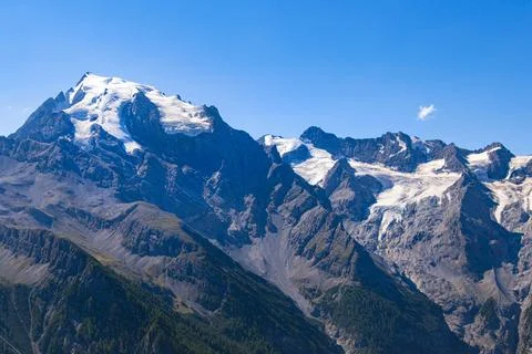 Panoramic view to Ortles Mountain range from Furkelhuette, Trafoi, Italy Stock Photos