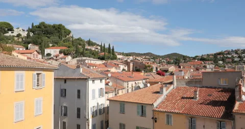 Panoramic view ot Hyeres, the resort town in French Riviera, France Stock Footage 168943576