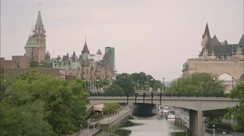 Panoramic View of Ottawa Canal Stock Footage 53199292