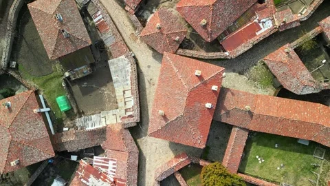Panoramic view over authentic houses in folk  Bulgaria Jeravna Stock Footage 264342563