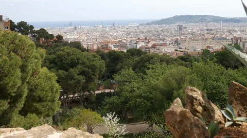 Panoramic view over Barcelona Stock Footage 85703327