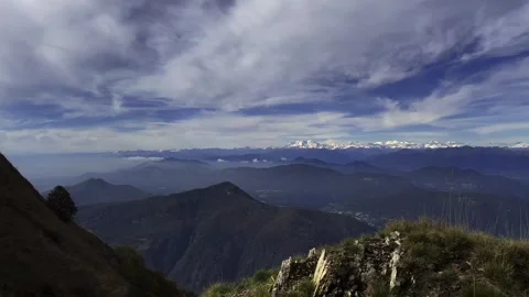 Panoramic View over Beautiful Lake Lugano and Mountainscape Stock Footage 265982334