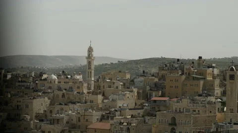 Panoramic view over Bethlehem, Palestine Stock Footage 54077083