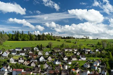 Panoramic view over black forest village Stock Photos