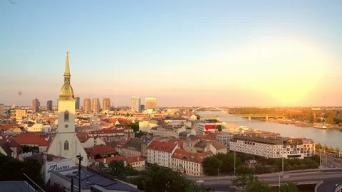Panoramic View over Bratislava in Slovakia Vídeos de archivo 115128534