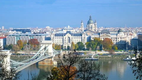 Panoramic view over Budapest in Hungary Stock Footage 157208776