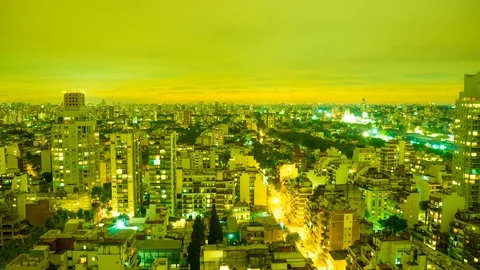 Panoramic view over Buenos Aires in Argentina at night Stock Footage 86851517