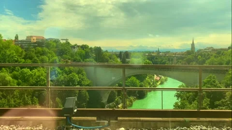 Panoramic View Over City of Bern and Aare River in a Sunny Day in Switzerland. 動画素材 161220681
