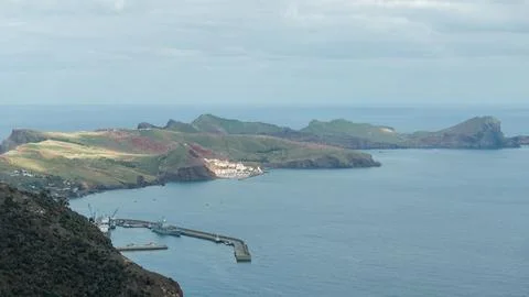 Panoramic view over eastern most point of the island of Madeira. Foto stock