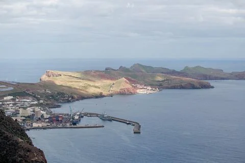 Panoramic view over eastern most point of the island of Madeira. Foto stock
