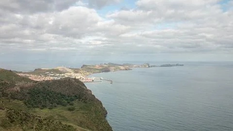 Panoramic view over eastern most point of the island of Madeira. Foto stock