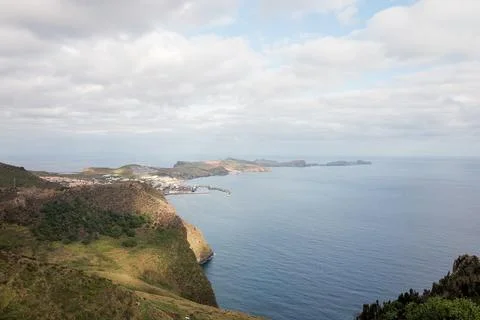 Panoramic view over eastern most point of the island of Madeira. Foto stock