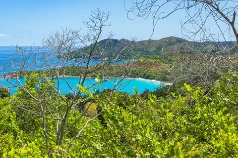 Panoramic View Over Famous Anse Lazio Stock Photos