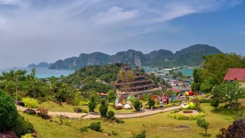 Panoramic view over Koh Phi Phi Island in Thailand Stock Photos