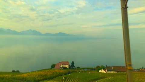 Panoramic View over Lake Geneva and Mountain 動画素材 111697828