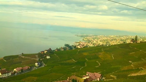 Panoramic View over Lake Geneva and Lausanne with Mountain 動画素材 111697839