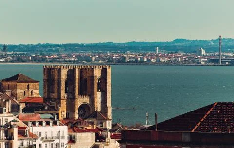 Panoramic view over Lisbon, cathedral of Lisbon, Portugal Foto stock
