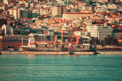 Panoramic view over Lisbon, Tagus river, Portuga Foto stock