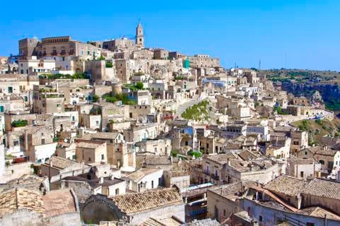 Panoramic view over Matera Stock Photos