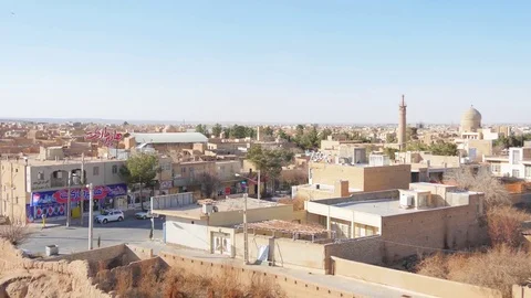 Panoramic view over Meybod, Yazd Province, Iran Stock Footage 73612098